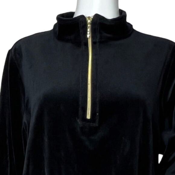 Catherines Jacket Womens 14/16W Petite Black Velour Quarter Zip‎ Pullover Casual - Picture 4 of 6